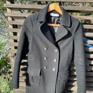 Black wool pea coat by Comptoir des Cotonniers